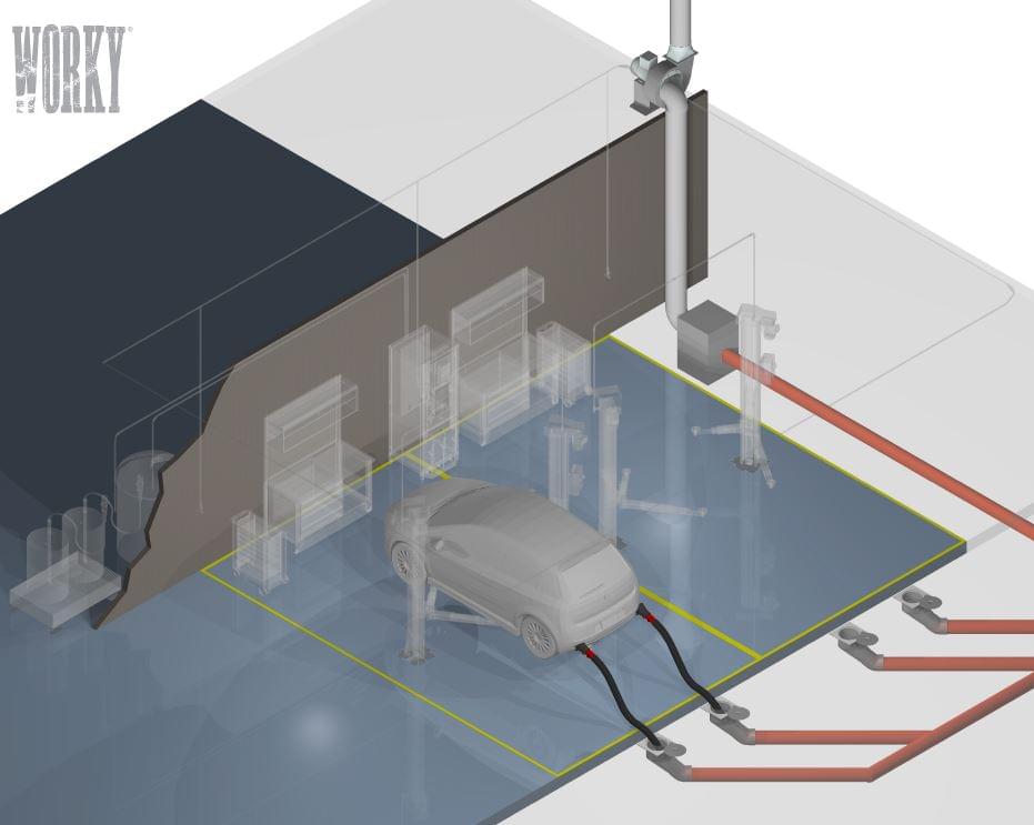 Underfloor systems for extracting exhaust fumes